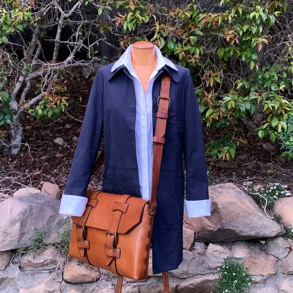 Vintage French leather briefcase messenger attache book bag - Picture 14 of 16